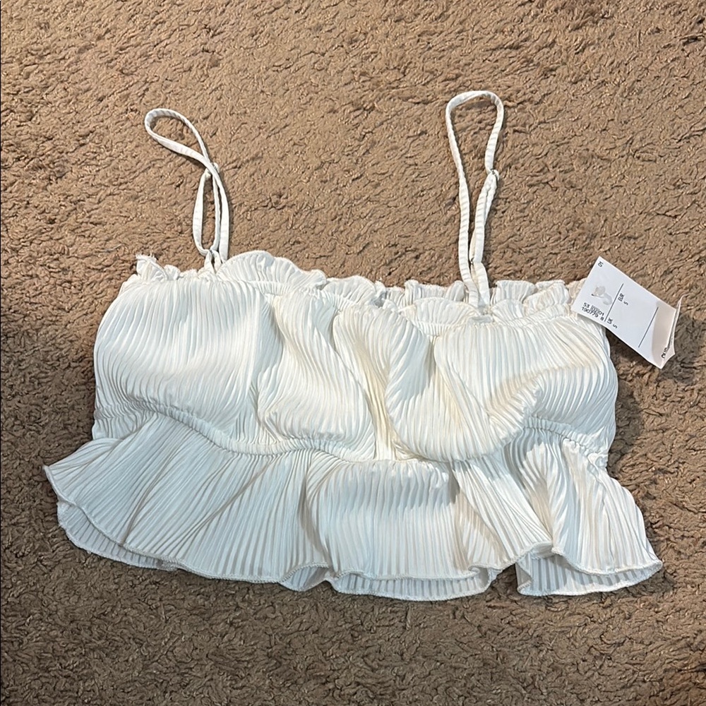 White Ruffled Women's Top